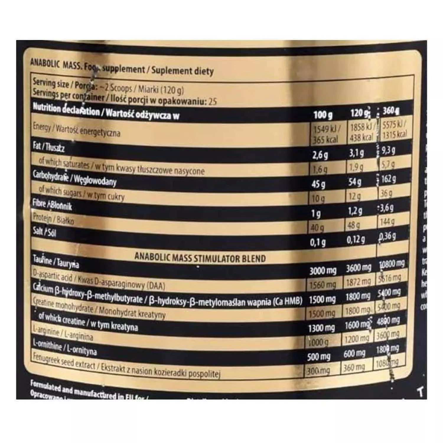 Kevin Levrone Anabolic Mass – 3 Kg, 25 Servings – High-Calorie Mass Gainer for Muscle Growth