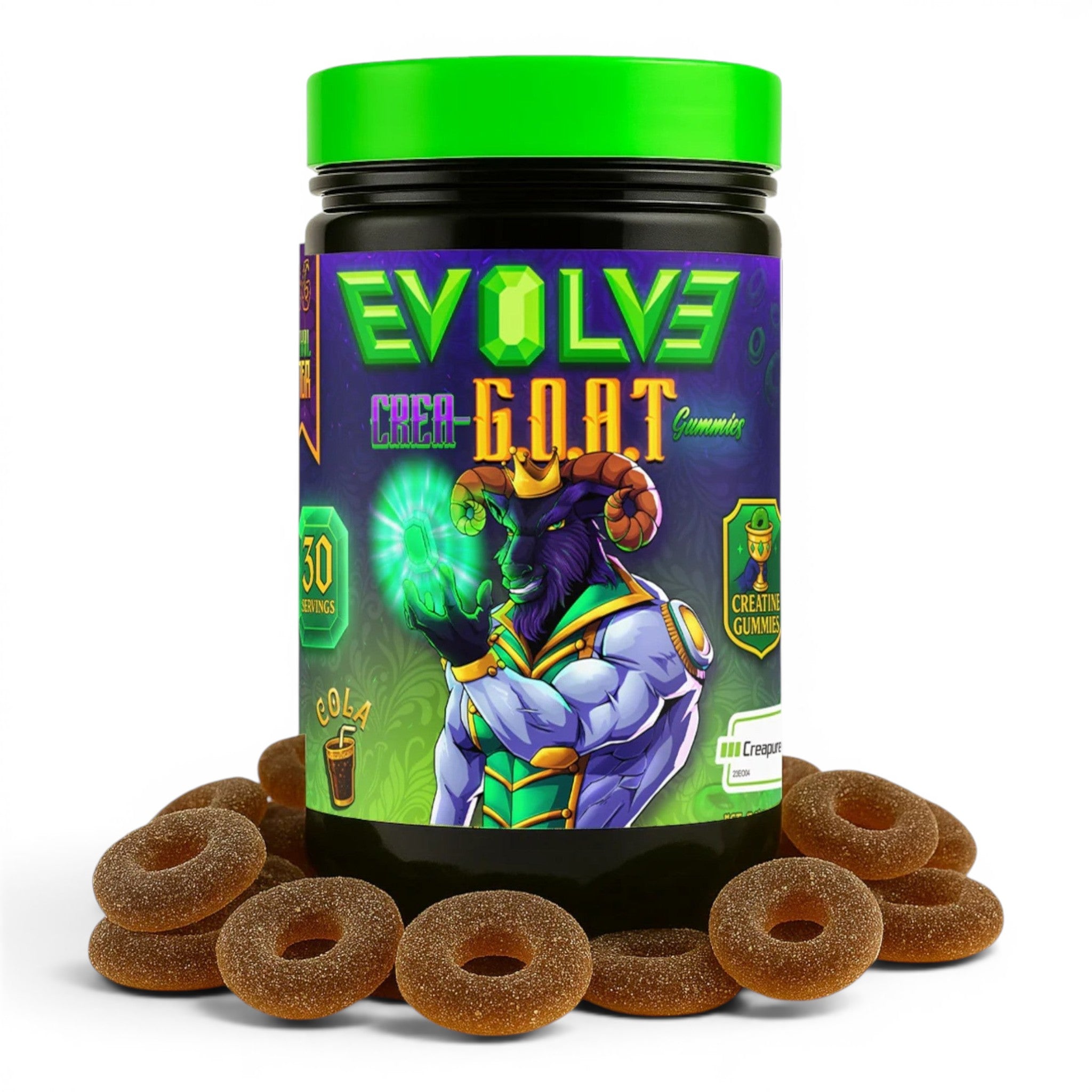 Evolve Crea-Goat Gummies | 30 Servings (Cola Flavor - Creatine Performance Gummies)