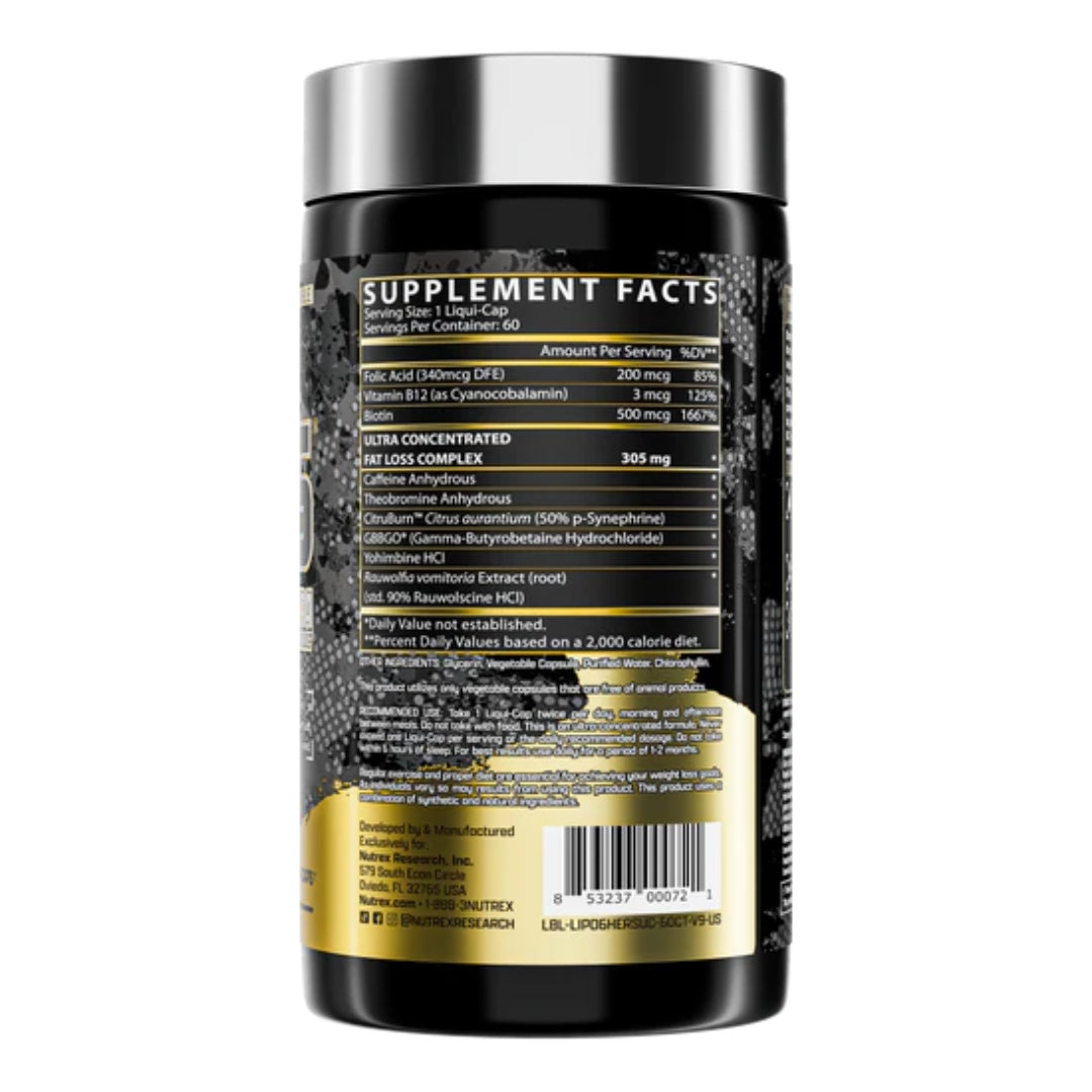 Nutrex Lipo-6 Hers – 60 Capsules for Women, Fat Burning & Energy Support