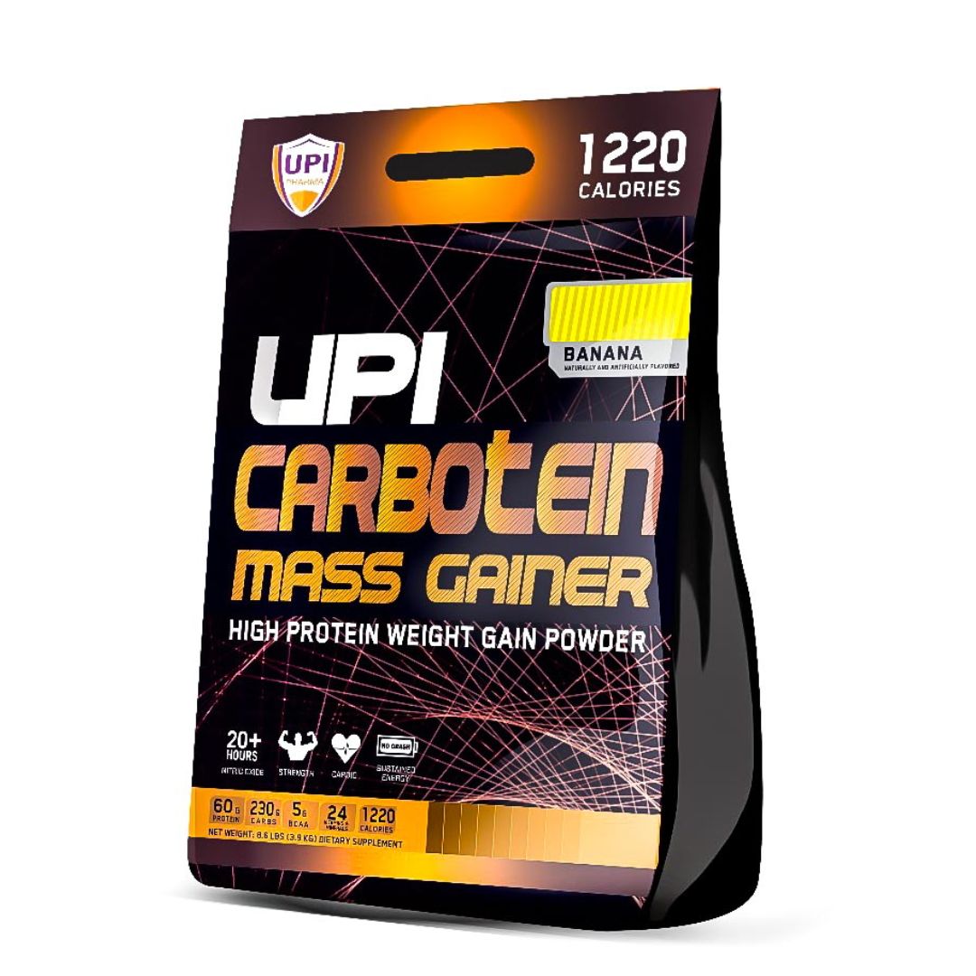 UPI Carbotein – مكمل الكربوهيدرات عالي السعرات الحرارية للطاقة والاستشفاء، 26 جرعة، 3.9 كجم